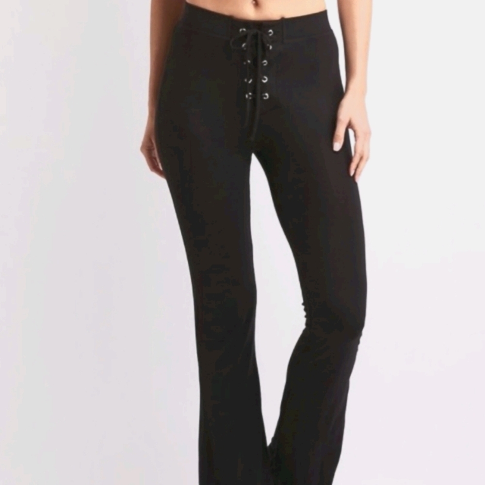 Lace up the front black denim